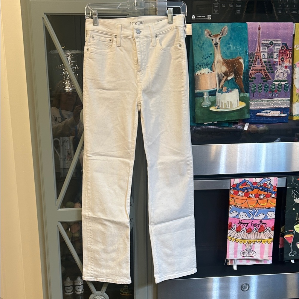 J. Crew Women's Slim Demi Boot Midrise White Jeans 24